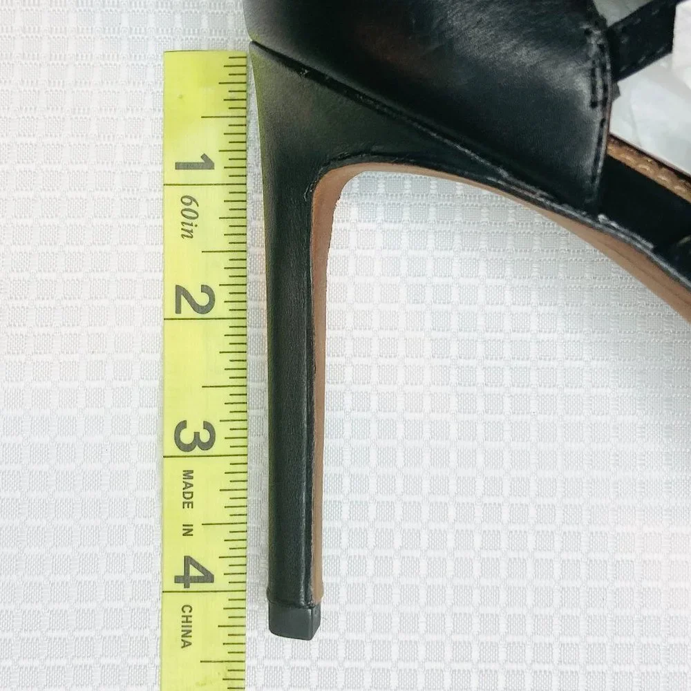 BCBGMaxazria Ilsa Dress Calf Kidsuede Women Black Strap Heels Shoes Size 9 / 39 - Picture 8 of 9